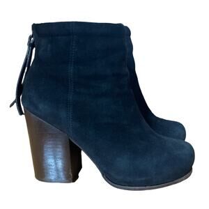 Jeffrey Campbell Rumble Black Suede Ankle Booties size US 8 Brown 4" Block Heel
